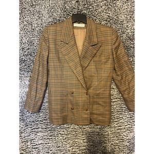 Vintage Calvin Klein Blazer Womens Size 6P Wool Houndstooth Made in USA W Flaws